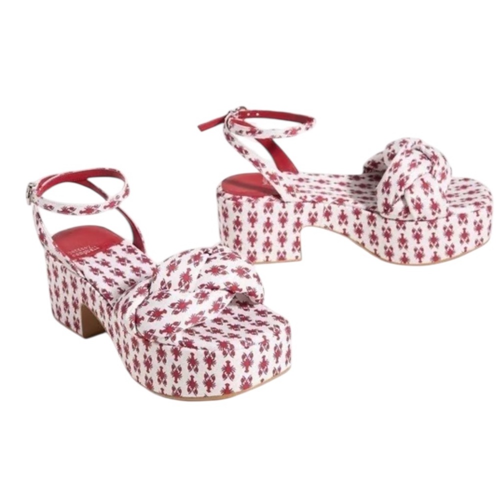Jeffrey Campbell White and Red Floral Platform Sandals